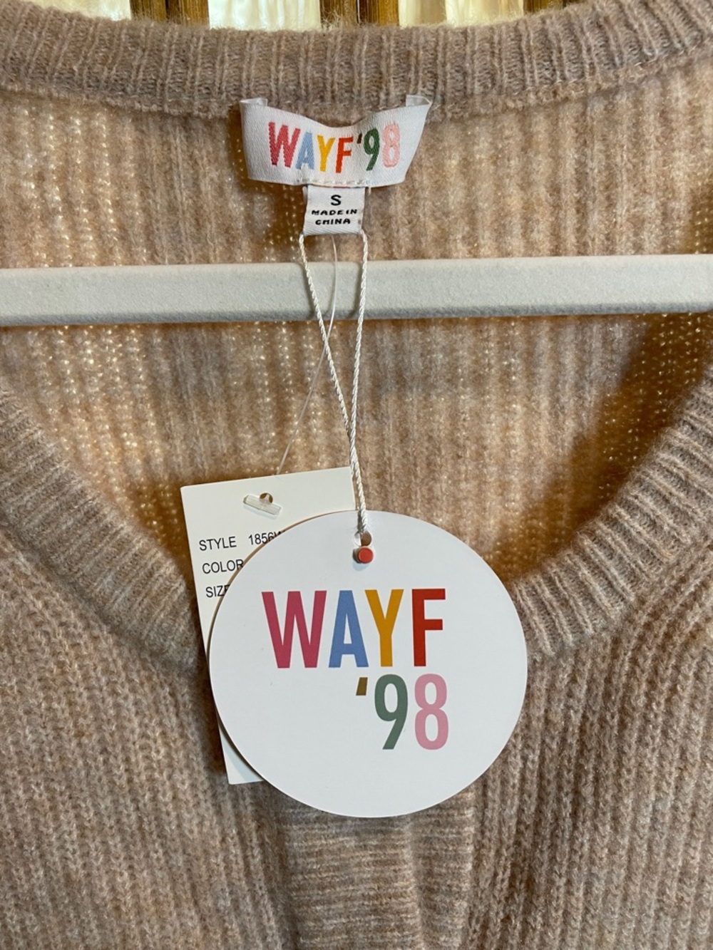 Wayf Beige V-Neck Button Front Cardigan - Picture 3 of 6